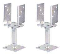 Alberts Lot de 2 supports de poteau en U, réglables en hauteur et en largeur et à visser, galvanisé, passivé à couche épaisse, largeur 71-161 mm, hauteur 150-190 mm