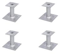 Alberts Lot de 4 supports de poteau - À visser - Galvanisé à chaud - 150 x 150 mm - Longueur du tube : 150 mm