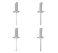 Alberts Lot de 4 supports de poteau en T - À visser ou à sceller dans le béton - Galvanisé à chaud - Dimensions de la passerelle : 130 x 80 mm - Ancrage béton : 200 mm