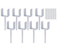 Alberts Lot de 8 supports de poteau en U, avec ancrage en béton en acier ondulé, galvanisés à chaud, largeur lumineuse 91 mm, avec 50 vis