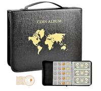 Album de collection de pièces - Classeur pour billets | Pochettes d'archives pour pièces de monnaie avec étiquettes insérables | Livre portable pour billets avec couverture souple | Outil pour