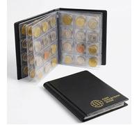 Album de Collection de Pièces de Monnaie 120 Pochettes Classeur Pieces 2 Euros Rangement Monnaie Noir 11,5x15,5cm Grille 3x3cm