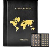 Album de collection de pièces de monnaie pour collectionneurs, 300 poches, pochettes de rangement pour pièces de monnaie, pièces de monnaie, pièces de monnaie, quartiers - Noir
