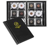 Album porte-capsules pour pièces de monnaie à 36 poches - Livre de collection de pièces de 2,3 x 2,2 pouces avec 6 pages, pochettes d'album de collection pour porte-pièces carrés et ronds CS49BK