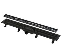 Alca - Bac à douche Simple 55 cm, avec bord pour grille perforée, grille incluse, noir mat APZ10BLACK-550M