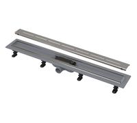 Alca - Bac à douche Simple 65 cm, avec rebord en acier inoxydable, avec grille, tapis en acier inoxydable APZ18-650M