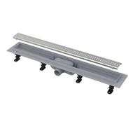 Alca - Bac à douche Simple 95 cm, avec bord pour grille perforée, grille incluse, tapis en acier inoxydable APZ9-950M