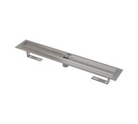 Alca - Caniveau de douche 115 cm, avec rebord pour grille perforée, sans bouchon anti-odeur, inox APZ2001-1150