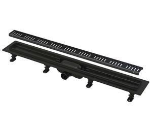 Alca - Caniveau de douche Simple 85 cm, avec rebord pour grille perforée, grille incluse, noir mat APZ10BLACK-850M