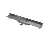 Alca - Caniveau de douche Wall Low 95 cm, avec rebord pour grille pleine et collier de fixation au mur, inox APZ116-950