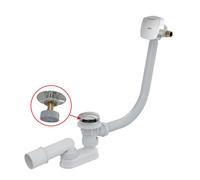 Alca - Kit vidange et trop-plein de baignoire avec remplissage, pour baignoires à parois épaisses, longueur 800 mm, Click-Clack, chromé A509CKM-80