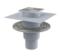 Alca - Siphon de sol 11x11 cm, diamètre 5/8 cm, 2ème niveau d'isolation, obturateur d'odeurs combiné SMART, acier inoxydable/plastique APV2324