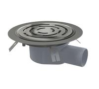 Alca - Siphon de sol DN 50 avec bride en acier inoxydable pour vinyle, combiné avec un obturateur d'odeurs SMART, acier inoxydable/plastique APV3513