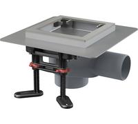 AlcaDrain bonde de sol en acier inoxydable 130×130 mm avec sortie horizontale, sans grille, siphon combiné anti-odeurs SMART