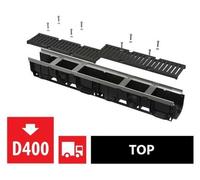 alcadrain Caniveau d'évacuation 100 MM avec cadre métallique, grille en fonte