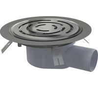 AlcaDrain siphon de sol 105×105/50 mm avec une sortie horizontale, grille en acier inoxydable, bride d'étanchéité en acier inoxydable et manchette-2. étanchéité, siphon combiné SMART
