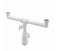 Siphon d'évier double Alcadrain avec un écrou 6/4" et un raccord pour appareil