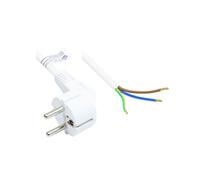 Alcasa Câble Alimentation Secteur Blanc 3m Type E+F (CEE 7/7) H05VV-F3G 3x1mm² 250V 10A Connecteur coudé 90° Certifié VDE, KEMA, DEMKO, SEMKO