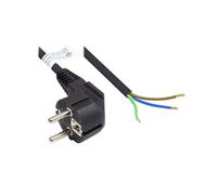Alcasa Câble d'alimentation P0185-S050 Noir 5m Prise Type E+F (CEE 7/7) vers libre, H05VV-F3G 3x1mm², 250V 10A, certifié VDE/KEMA