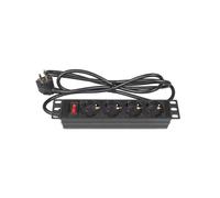 Alcasa GC-N0103 PDU Basique 1U Aluminium 4 Prises CA 16A 3500W Câble 1.8m Dimensions 265x45x45mm Noir