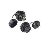 Alcasa IC04-U304 Connecteur USB A Femelle Noir IP65/IP67 Facteur de Forme Droit, Matériaux PBT/PVC, Durée de Vie 500 Cycles, -40°C à 80°C