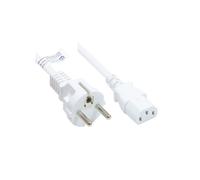 Alcasa P0030-W018 Câble d'Alimentation 1.8m, Prise Type E+F vers CEE7/7, Blanc, 250V 10A, Câble H05VV-F 3x0.75mm²