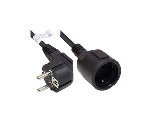 Alcasa P0102-S030 Câble d'alimentation 3m, Noir, Type E+F vers Type F, 250V/16A, H05VV-F, PVC, Connecteurs Mâle coudé/Femelle droit