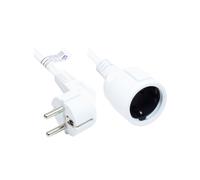 Alcasa P0102-W020 Câble Alimentation 2m Blanc - Prise E+F (CEE 7/7) Mâle coudé 90° vers Prise F Femelle droite - H05VV-F3G 3x1.5mm² - 250V 16A