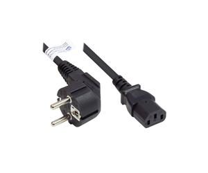 Alcasa P0130-S150 : Câble d'alimentation 15m, CEE7/7 vers Coupleur C13, H05VV-F 3x1.5mm², 250V 10A, Noir, Connecteur coudé 90°, Certifié ENEC10, VDE