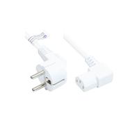 Alcasa P0131-W050 : Câble d'alimentation 5m, Blanc, Prise E+F (CEE 7/7) mâle coudée, Coupleur C13 femelle coudé 90°, H05VV-F 3x1mm², 250V/10A