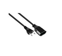 Alcasa P0300-S005 Câble d'alimentation 0.5m Prise Type C Mâle/Femelle, 250V 2.5A, H03VVH2-F2 2x0.75mm², PVC Noir, Certifié VDE