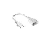 Alcasa P0300-W020 Câble d'alimentation 2m Type C Mâle/Femelle Blanc, H03VVH2-F2 2x0.75mm², 250V, 2.5A, PVC, Certifié VDE