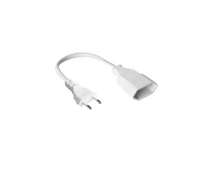 Alcasa P0300-W020 Câble d'alimentation 2m Type C Mâle/Femelle Blanc, H03VVH2-F2 2x0.75mm², 250V, 2.5A, PVC, Certifié VDE