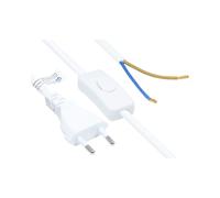 Alcasa P0386-W015 : Câble d'alimentation type C mâle/mâle Blanc 1.5m, H03VVH2-F 2x0.75mm², PVC, 250V/2.5A