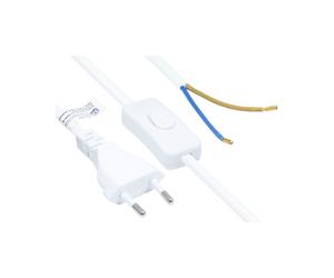 Alcasa P0386-W015 : Câble d'alimentation type C mâle/mâle Blanc 1.5m, H03VVH2-F 2x0.75mm², PVC, 250V/2.5A