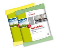 ALCLEAR 8215810yg Set de 2 Torchons en Ultra-Microfibre pour la Cuisine, Les Verres, la Vaisselle, la Maison et la Restauration 32 x 36 cm Vert et Jaune