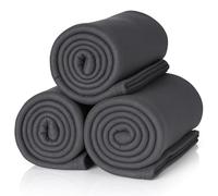 ALCLEAR A3A Lot de 3 couvertures Polaires, 130 x 160 cm, Anthracite | Plus de 200 g/m², certifié Oeko-Tex, plaid canapé, couverture de salon, de pique-nique, jeté, sans peluches, facile
