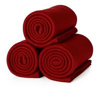ALCLEAR A3B Lot de 3 couvertures Polaire, 130x160 cm, Bordeaux, >200 g/m²