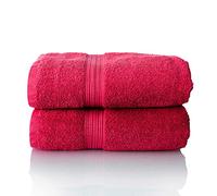 ALCLEAR- Lot de Serviettes éponge de qualité supérieure, Gamme Disponible en 6 Coloris et 5 Tailles, Coloris : Rouge, 2 Serviettes invités de 70 x 200 cm, Oeko-Tex Standard 100