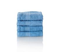 ALCLEAR - Lot de Serviettes éponge de qualité supérieure, Gamme Disponible en 6 Coloris et 5 Tailles, Coloris : Jeans Bleu, 4 Serviettes invités de 30 x 50 cm, Oeko-Tex Standard 100