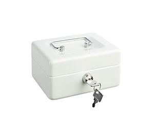 Alco-Albert 840-10 - Petite caisse verrouillable, 152 x 119 x 76 mm, caisse avec compartiment à monnaie, 2 clés, blanc