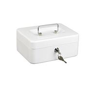 Alco-Albert 841-10 - Petite caisse verrouillable, 195 x 145 x 80 mm, caisse avec compartiment à monnaie, 2 clés, blanche