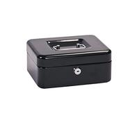 Alco-Albert 841-11 - Petite caisse verrouillable, 195 x 145 x 80 mm, caisse avec compartiment à monnaie, 2 clés, noir