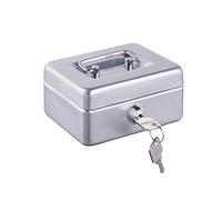 ALCO-Albert - Mini-caisse pour enfants, argent | Tirelire avec fente d'introduction et serrure à cylindre, 2 clés incluses, 125 x 95 x 60 mm
