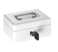 ALCO-Albert - Mini-caisse pour enfants, blanche | Tirelire avec fente d'introduction et serrure à cylindre, 2 clés incluses, 125 x 95 x 60 mm