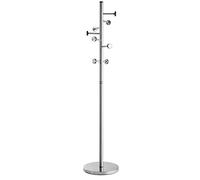 ALCO-Albert - Portemanteau en acier inoxydable brossé | 182 cm, 8 crochets, socle lourd Ø 41 cm, portemanteau sur pied moderne