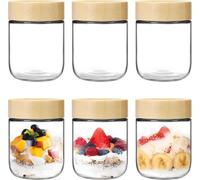 ALCXAZS Bocaux de Pudding au Chia Récipients de Stockage en Verre avec Couvercles Polyvalents pour Conserver des Collations Yaourts Fruits Frais et Salades, 500 ml 6 pièces