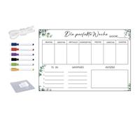 ALCXAZS Planificateur de Repas hebdomadaire effaçable 30 x 20 cm, Outil Pratique pour la préparation des Repas hebdomadaires, planificateur Familial avec 6, Transparent, Comprend 6 stylos