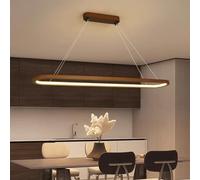 Aleaty LED bois Dimmable lampe pendentive moderne lustre ovale table à manger bureau salle à manger lampe hauteur réglable avec télécommande lampe suspendue pour salle à manger (pêche bois, 70cm)