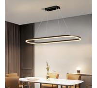 Aleaty LED table à manger suspension moderne Lampe suspendue de bureau de conception ovale dimmable avec télécommande plafonnier réglable en hauteur (noir, L120cm)